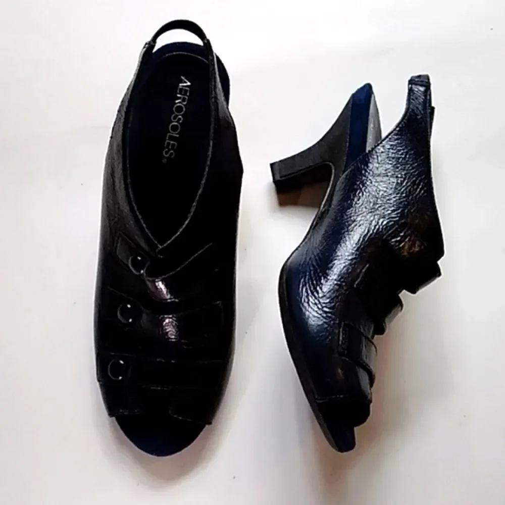 AEROSOLS LEATHER UPPER BALANCE BLACK WOMEN SHOES SIZE 9M